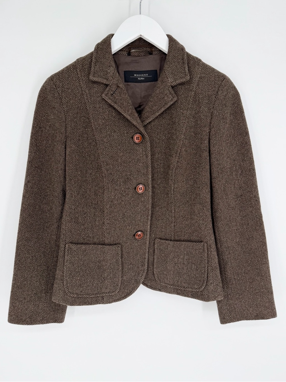 MaxMara Weekend Wool Blazer Jacket Coat Brown Button Down
